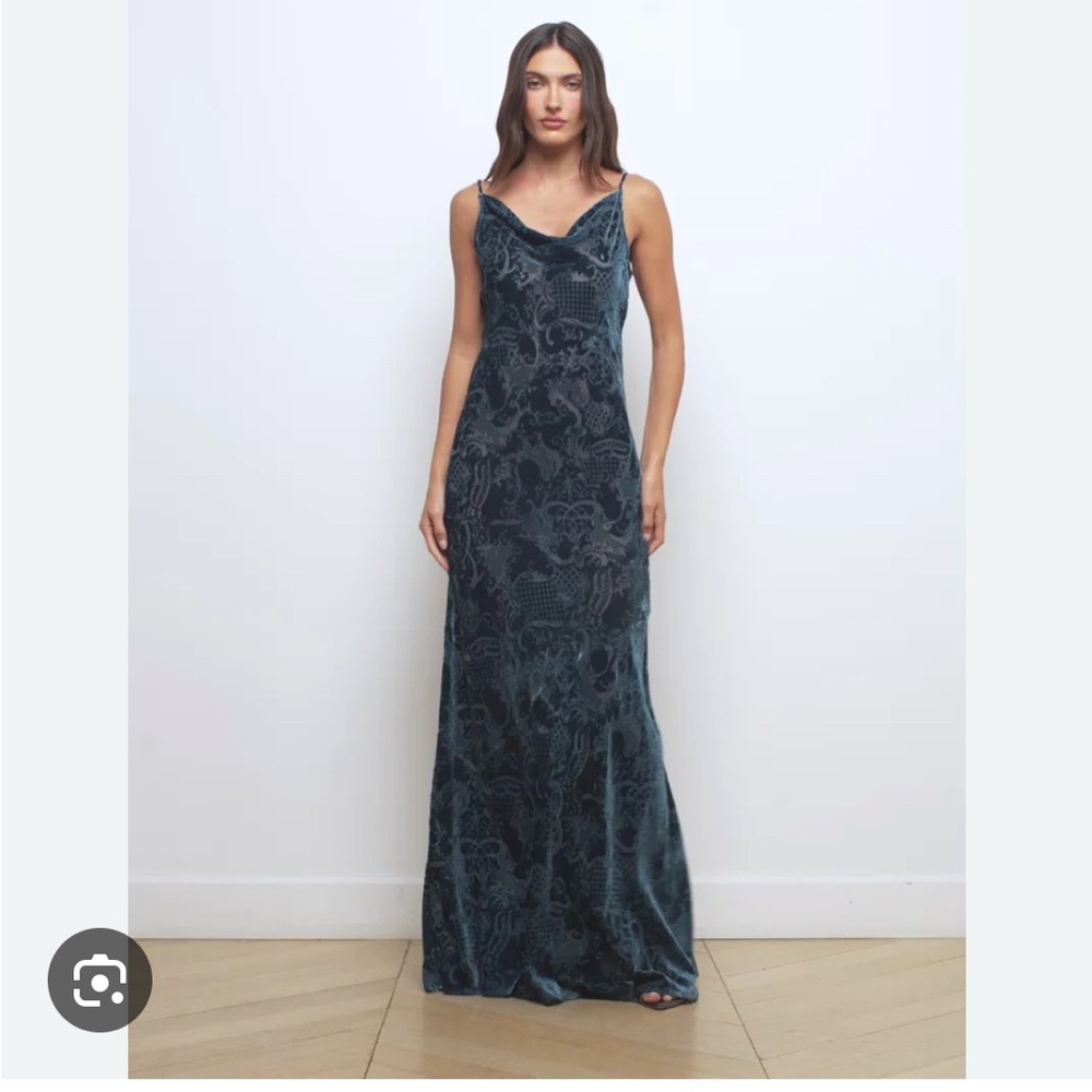L'AGENCE Blue Teal Sleeveless Cowl Neck Maxi Gown NEW WITH TAGS